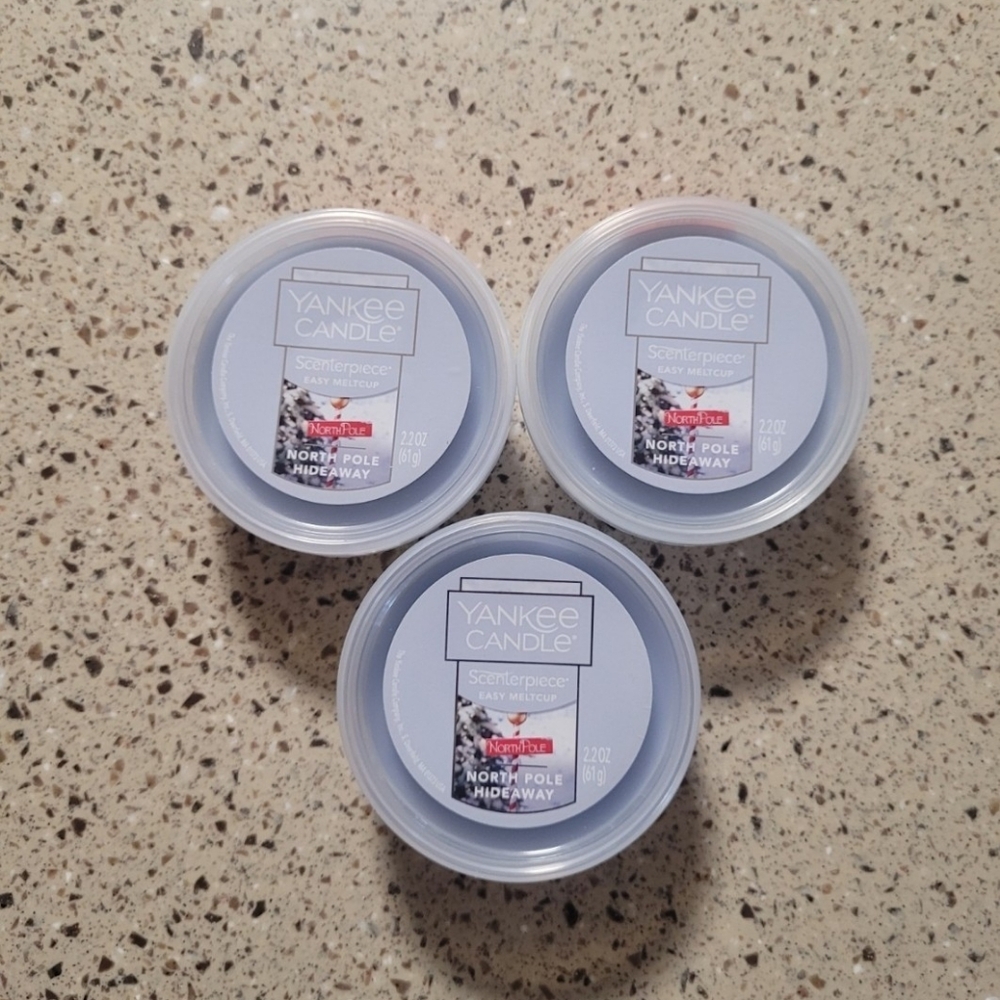 Lot of 3 Yankee Candle North Pole Hideaway Scenterpiece Easy Melt Cups 2.2oz Ea